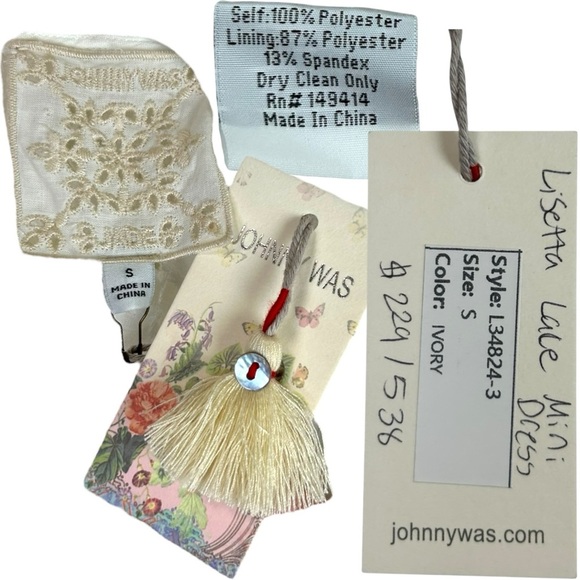 Johnny Was - NWT ‘Lisetta’ Lace Mini Dress in Ivory w/ Floral Slip - White Small - Picture 10 of 15